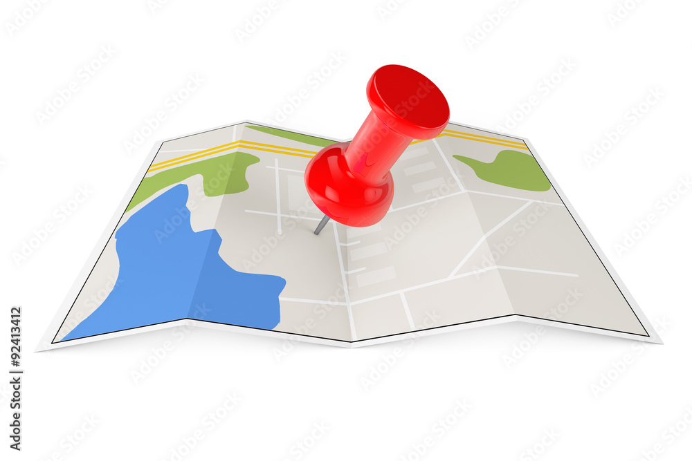 Leinwandbilder Folded Abstract Navigation Map with Pin