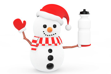 Snowman with Sport Plastic Water Bottle