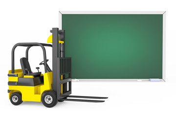 Forklift Truck with Blank Blackboard