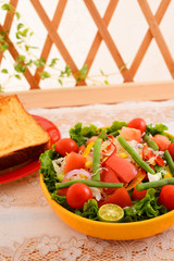 新鮮なサラダとパン