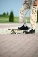 Fototapeta na wymiar Young boy with skateboard