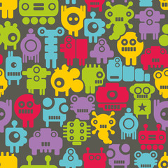 Seamless pattern with mini monsters nanobots.