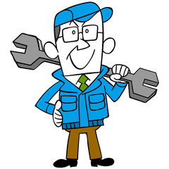 六角レンチを持つ労働者