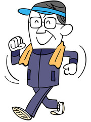 運動するおじさん