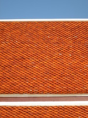 Buddhist church roof in temple in Thailand