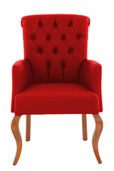 Red Armchair on White Background