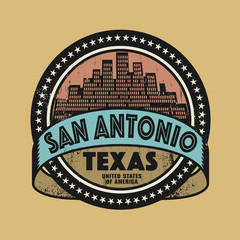 Grunge rubber stamp with name of San Antonio, Texas