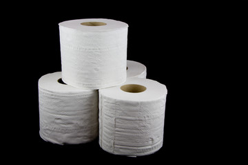 Toilet Tissue Rolls on Black Background