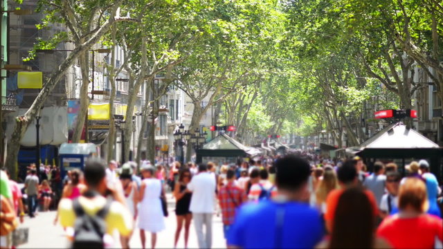 Crowdy street in Barcelona Spain