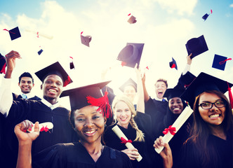 Diverse International Students Celebrating Graduation Concept