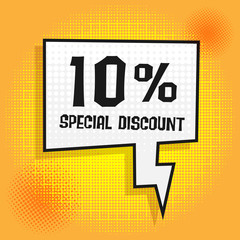 Talk in pop-art style with text Special Discount