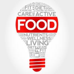 FOOD bulb word cloud, health concept