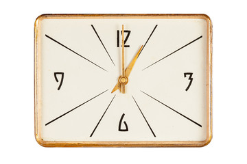 Vintage rectangle clock face showing one o'clock