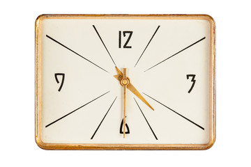 Vintage rectangle clockface showing half past four o'clock