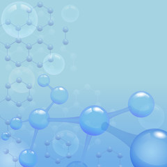 atomic structure molecule model grid over blue background