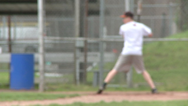 Boys baseball team at batting practice