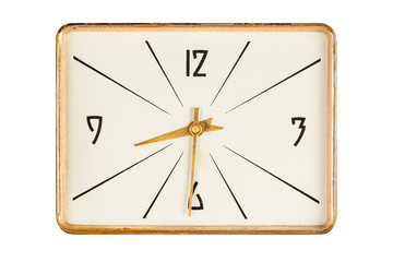 Vintage rectangle clockface showing half past eight o'clock