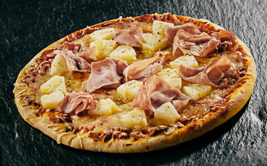 Tropical pineapple with ham and mozzarella pizza