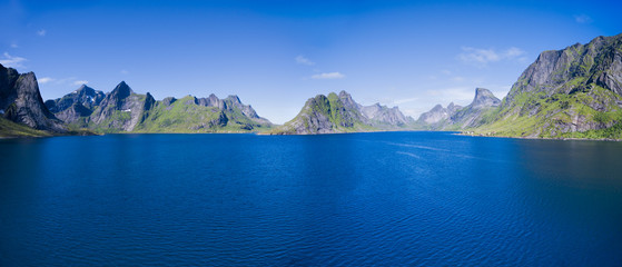 Reinefjorden panorama - obrazy, fototapety, plakaty