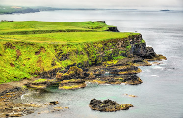 Rugged coastline of Ireland island near Ballintoy