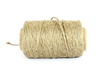 ramie natural rope isolated on the white background