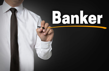 banker is written by businessman background concept