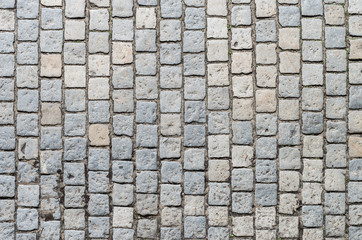 Old road paved with granite stones