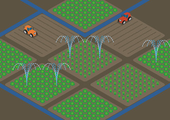 agriculture  and water sprinkler, image illustration