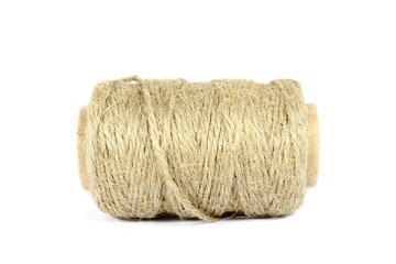 ramie natural rope isolated on the white background