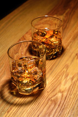 Wtill life of two whiskey glasses on the bar