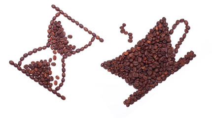 coffee beans - a falling hourglass with a cup