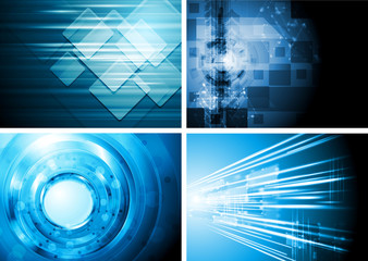 Blue hi-tech abstract backgrounds. Raster art design