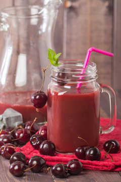 homemade cherries drink with fresh cherry