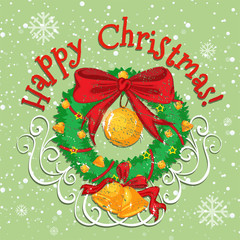 Happy Christmas poster with bell