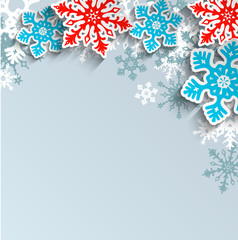 Abstract snowflakes  on gray background, winter concept