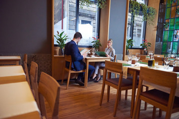 business couple having dinner