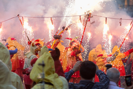 Show with fireworks  at Badalona