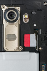 Closeup of Smartphone Camera Module and SD memory slot