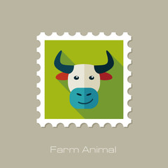 Bull flat stamp. Animal head vector illustration