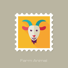 Goat flat stamp. Animal head vector illustration