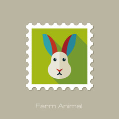 Rabbit flat stamp. Animal head vector illustration