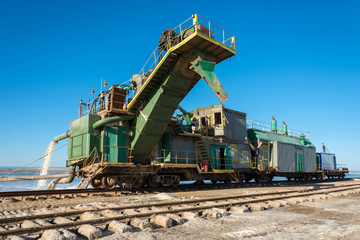 Fototapeta na wymiar Unique train for salt production.