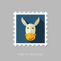 Donkey flat stamp. Animal head vector illustration