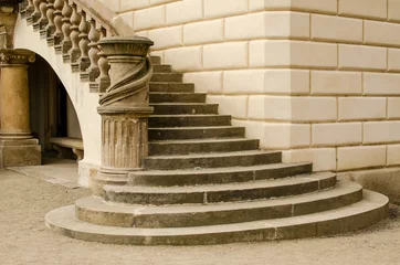 Zelfklevend Fotobehang Kasteel Staircase of a castle in Prague