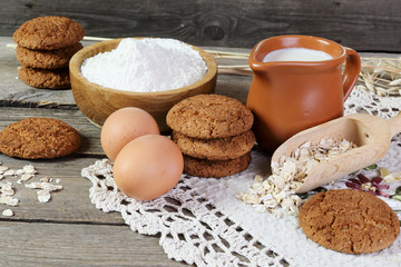 Oatmeal cookies and ingredients for its preparation