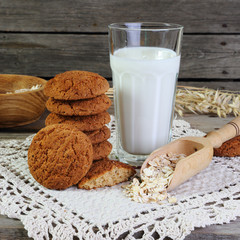 Oatmeal cookies and milk