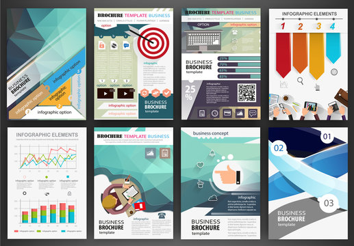 Business brochure template, abstract concept infographics and ic
