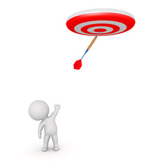 3D Character Throwing Dart into Target Above