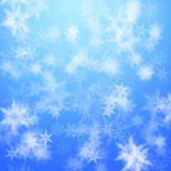 Fototapeta na wymiar White christmas Seamless Pattern with snowflakes on blue background