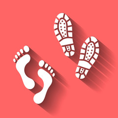 Foot human footprint bootprint isolated with shadow